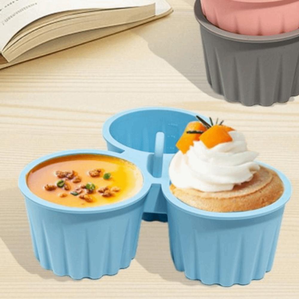 Reusable Design Steamed Egg Mold 3 Grids Air Fryer Baking Cup Silicone Muffin Pan  Baking Kitchen
