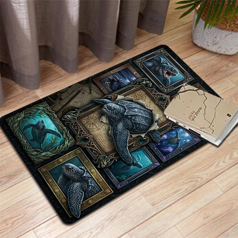 Oceanic Turtle Legacy Pattern Rug Floor Mat for Living Room or Bedroom Soft and Comfortable Carpet a Gift for Birthday and Holiday.