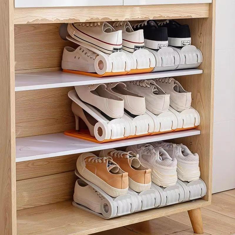 Adjustable Shoe Slots Organizer Modern Double Rack Storage Space Saver Shoes Footwear Storage Stand Shoes
