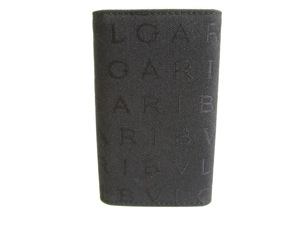 Authentic BVLGARI Black Canvas Leather Logo Mania 6 Pics Key Cases #9642  Refurbished