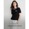 ELLE Women's Mohair Blend Color-Block Knitted Short Sleeve Sweater