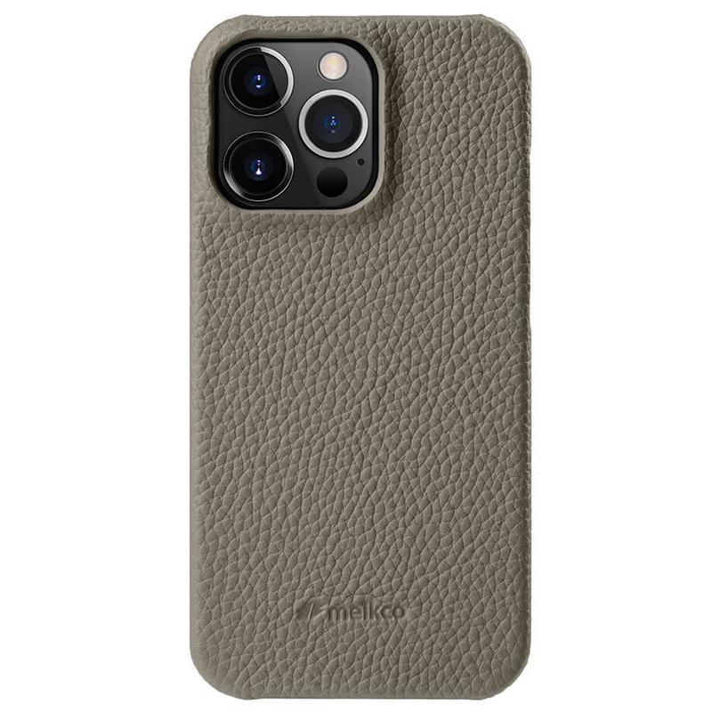MELKCO For iPhone 13 Pro Max 6.7 inch Large Cutout Phone Case Genuine Cow Leather+PC Cover