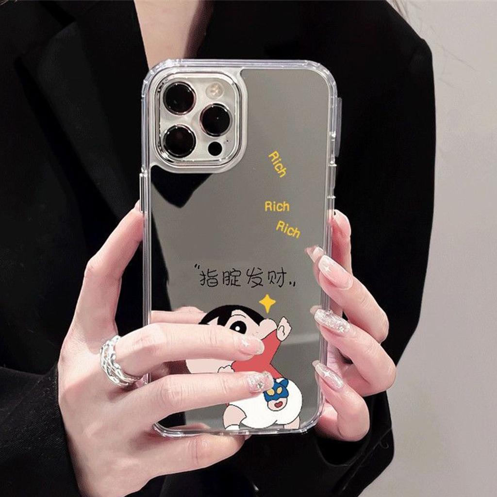 For Huawei Mirror Phone Case 3D Funny Crayon Shin-chan Mirror Phone Case Frameless Mirror