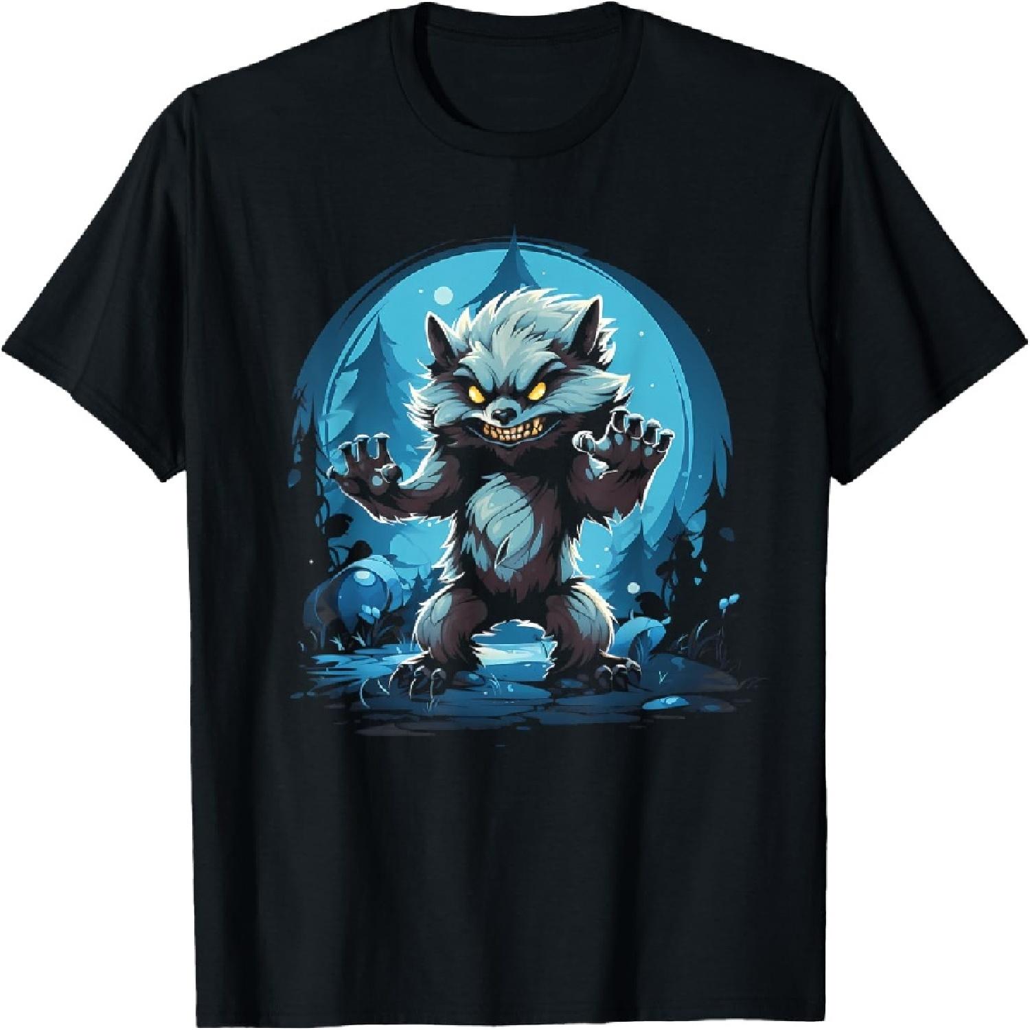 Страшный Оборотень Полная Луна Хэллоуин Костюм Ужас Оборотень Футболка(1) XXXXXL разноцветный