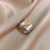 New Creativity Stainless Steel Heart Pattern Cuff Ring for Women Men Tide Wide Thick Personality Exaggerated Charm Party Zircon