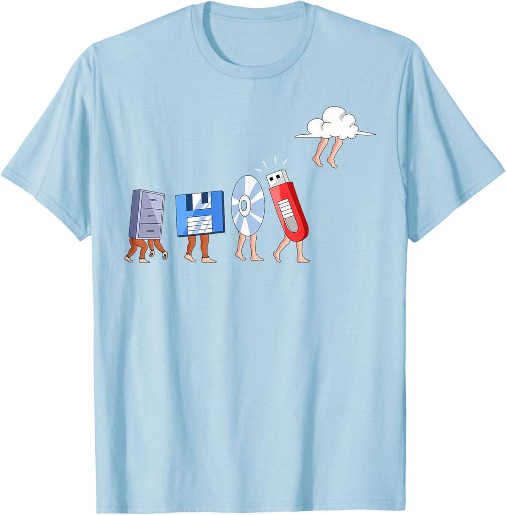 Evoluzione dell'Archiviazione Dati Maglietta Grafica Divertente Regalo per Sviluppatore Cloud Computing T-Shirt Casual