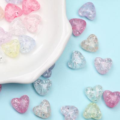 Unisex Fashion Loose Beads Heart Shape 9.8*11mm DIY Crack 50Pcs Handmade Jewelry Accessories Fashion