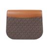 Michael Kors MK Emilia Commuter Fashion Design Classic Monogram Color Block Leather Saddle Bag Women Shoulder Bag Dark-Brown Brown 35S2GU5C1B-BROWN