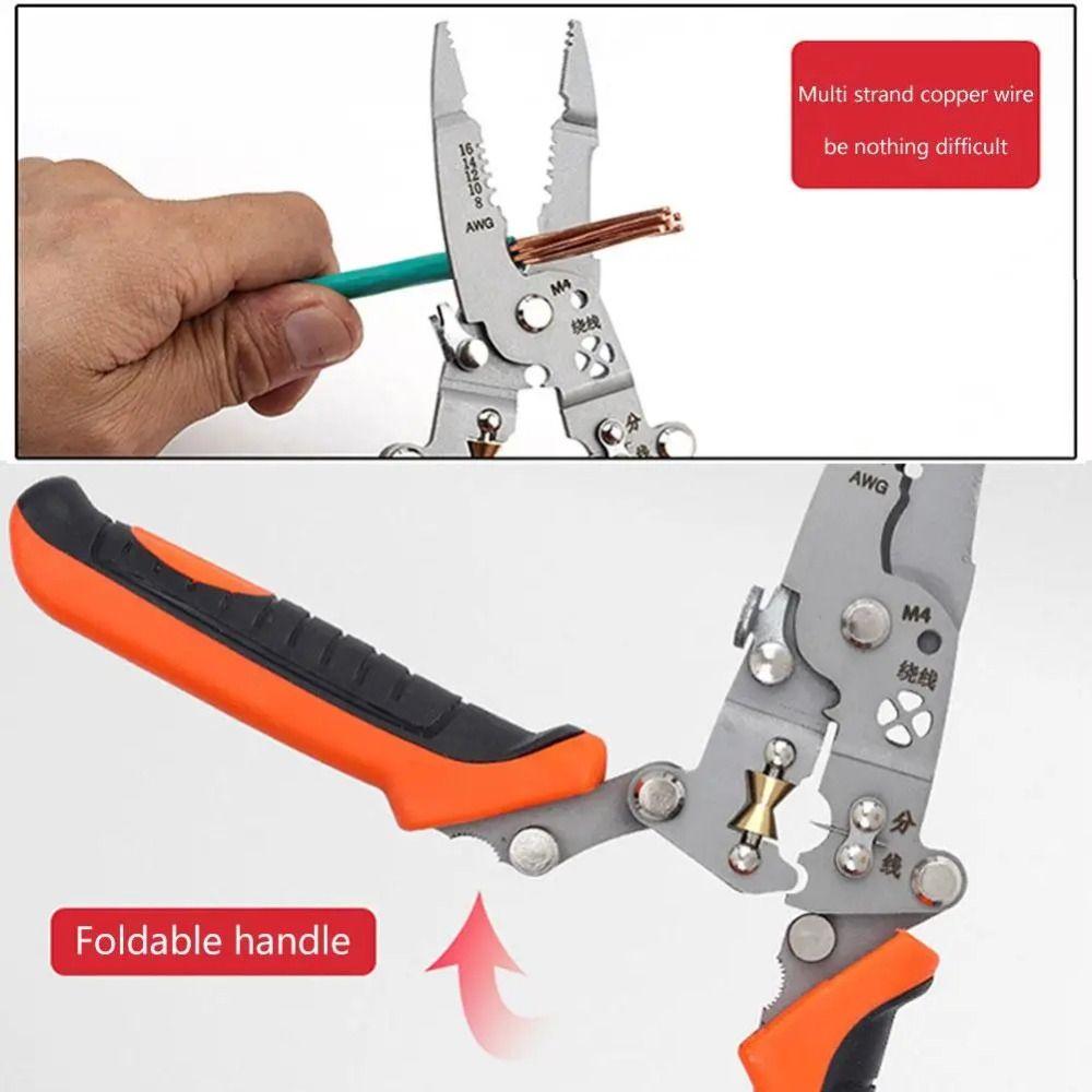 Clamping Foldable Electrical Wire Stripping Cutting Cable Cutter Pliers Electrician