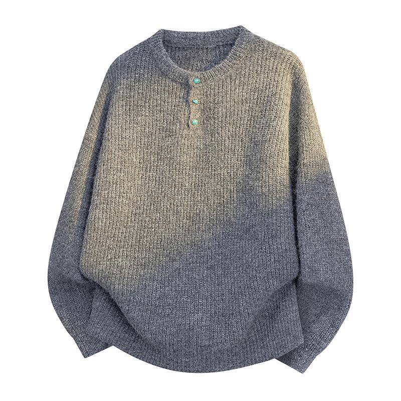 New Autumn and Winter Sweaters for Men Round Neck Button Sweaters Knitted Sweaters for Men All-match Sweaters