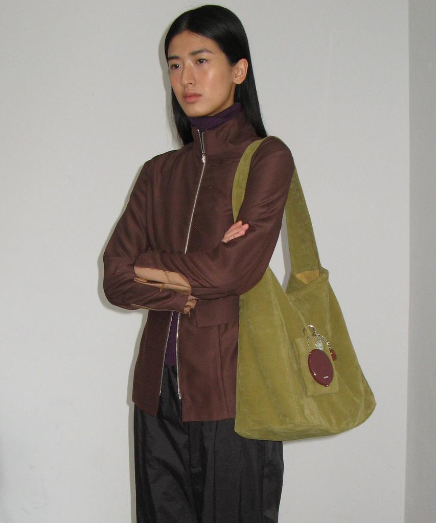 Pote 0007 Layered Pouch Hobo Bag_Suede Olive