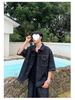 Unisex American Retro Denim Short-Sleeved Shirt and Cropped Shorts Summer Suit