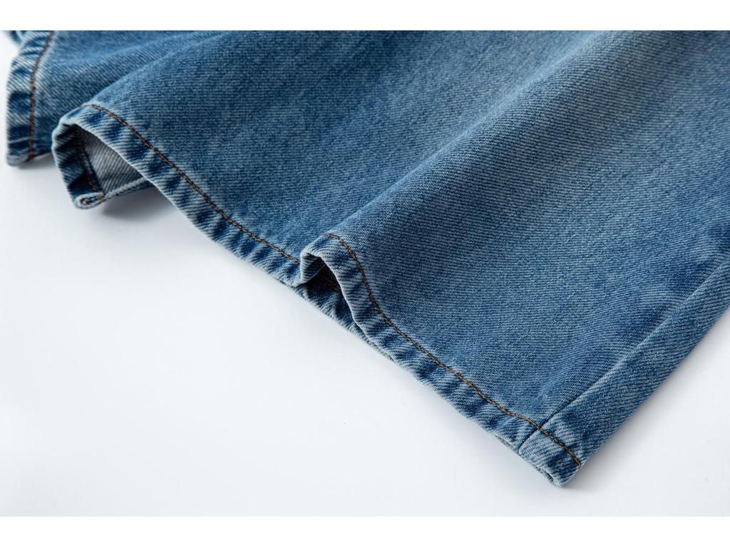 Summer 2025 Women's Blue High-Waisted Slimming A-Line Denim Shorts