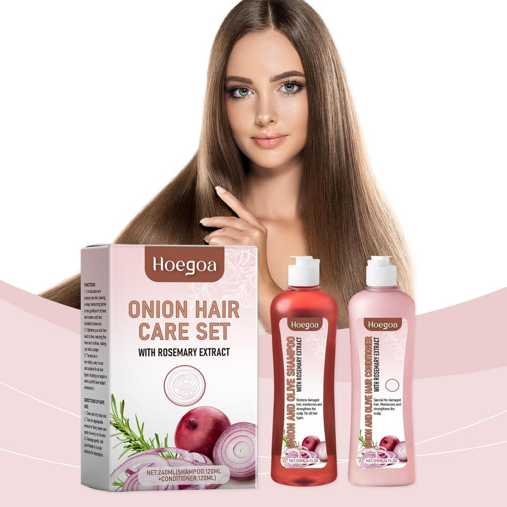 Onion Rosemary Shampoo and Conditioner Sets Anti Hair Loss Improve Rough