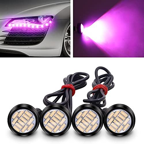 X-STYLE LED Daylight Eagle Eye Cow Eye Large Ball 22mm 12 LEDs Bolt Type Waterproof High Brightness Recessed Spotlight 12V 4 Pieces (Pink)