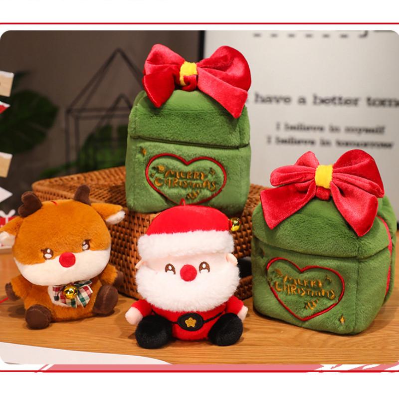 Christmas Gift Box Santa Claus Deer Plush Toy Doll With Pp Cotton Filling For Holiday Decor And Gift Giving