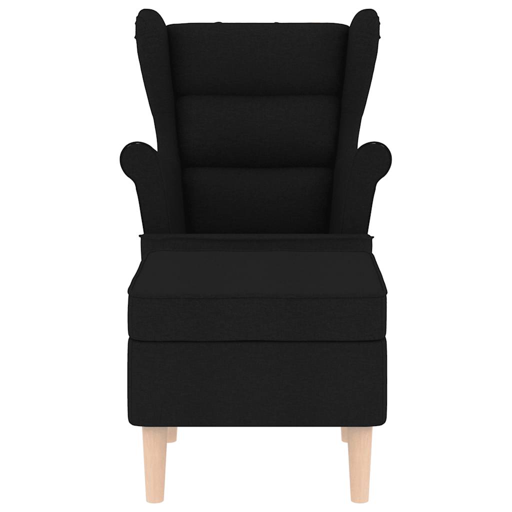 Vidaxl Armchair with Footstool, Black, Upholstered In Fabric