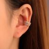 Multi Row Micro Pave Stone C Shape Clip On Ear Cuff Wide Geometric Vintage Shiny Ear Jewelry for Women No Piercing Needed