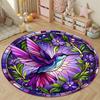 Rustic Round Floral Multicolor Carpet, Non-Slip Floor Mat for Office