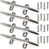4/5/6 Inch Dock Cleats - 316 Stainless Steel Boat Cleats Boat Dock Cleats,Open Base Dock Cleat with Fasteners,Marine Cleat Rope Cleat Boat Cleat for