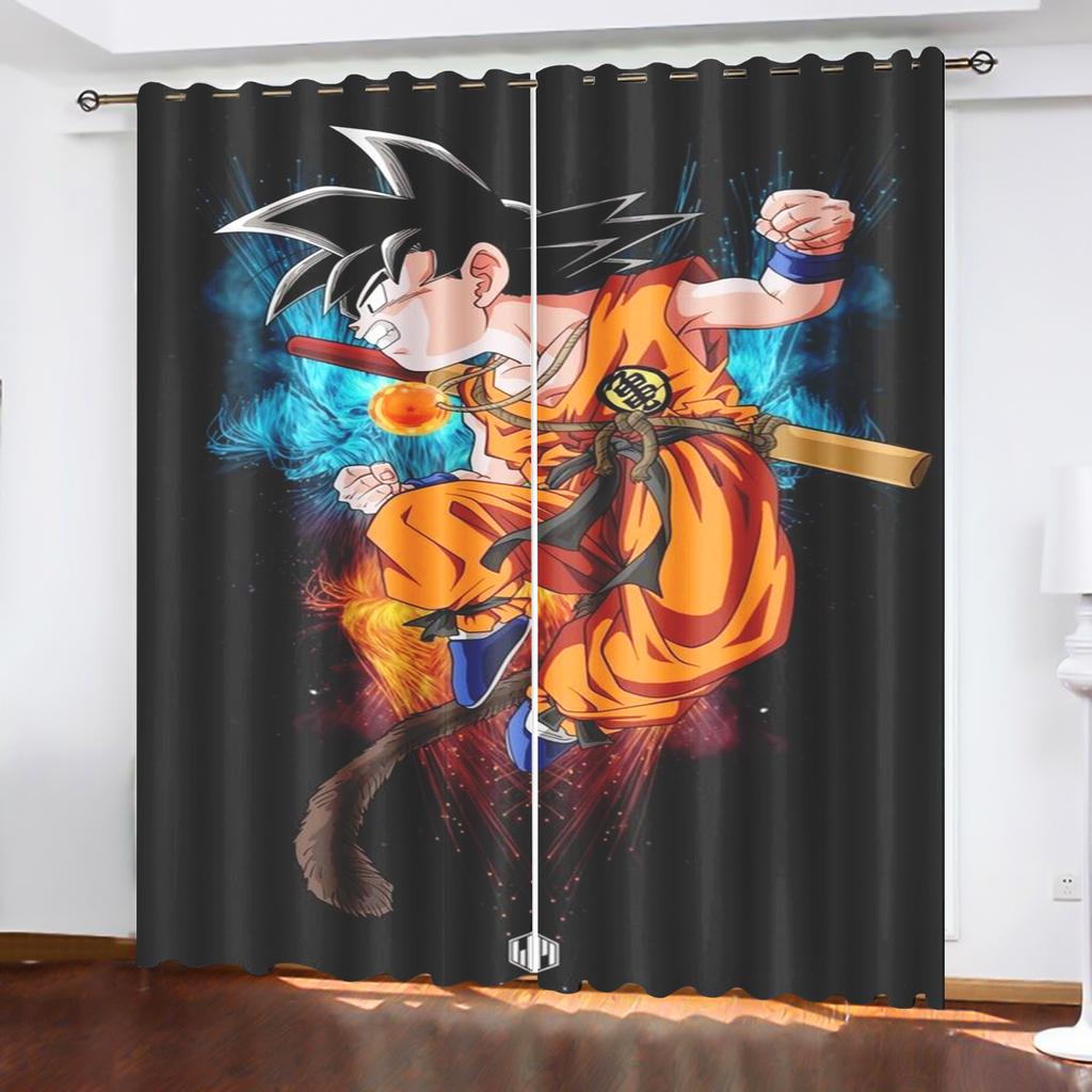 Dragon Ball Anime Curtains for Living Room Bedroom Blackout Drapes 1pc Home Decor Perforated Dustproof
