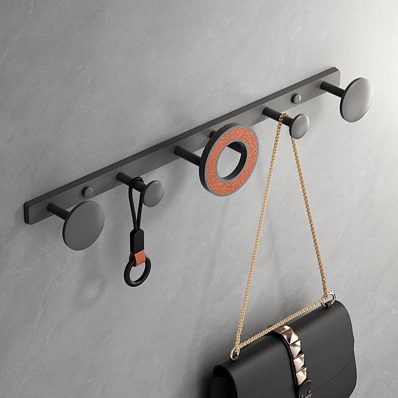 Wall-Mounted No-Punch Clothes Rack and Hooks for Bathroom, Entryway, Bedroom