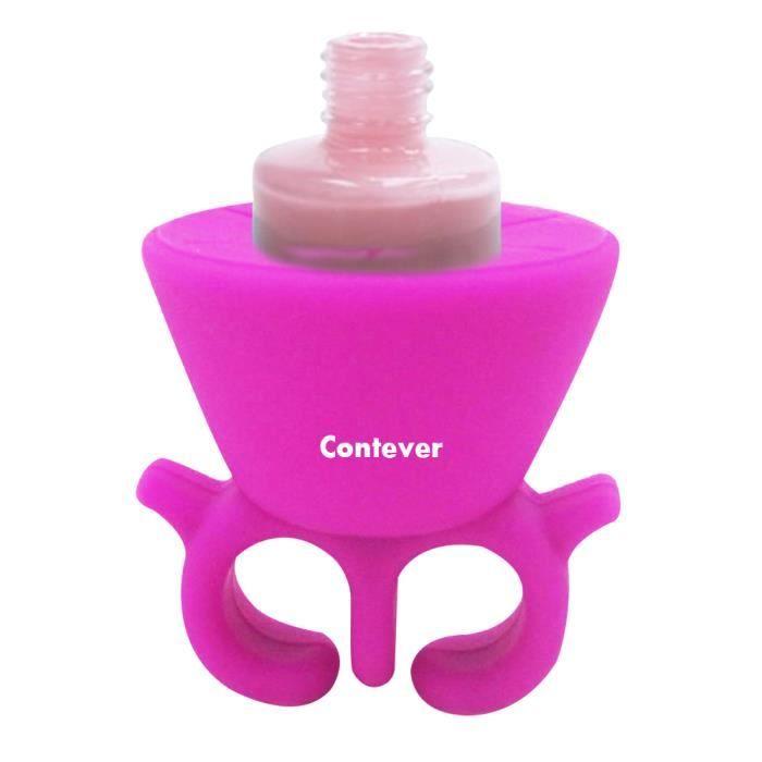 Nail Polish Holder - Silicone - Wearable Finger - Anti-Spill - Portable - Rose Red
