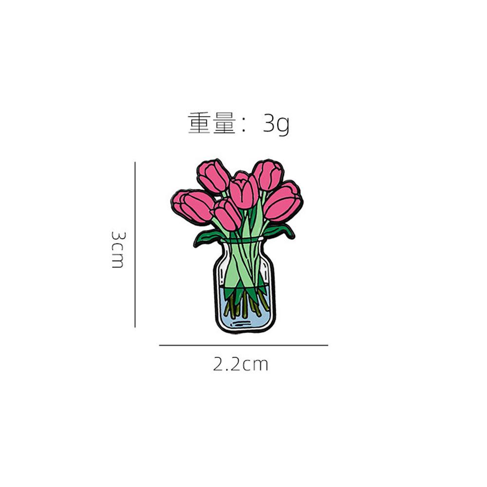 Peony flower brooch fresh and cute plant flower tulip metal badge friend gift decoration
