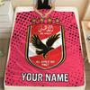 Custom Name Al Ahly SC Flannel Blanket, High quality Comfortable for All Seasons, Home Decor, Warmth and Comfort
