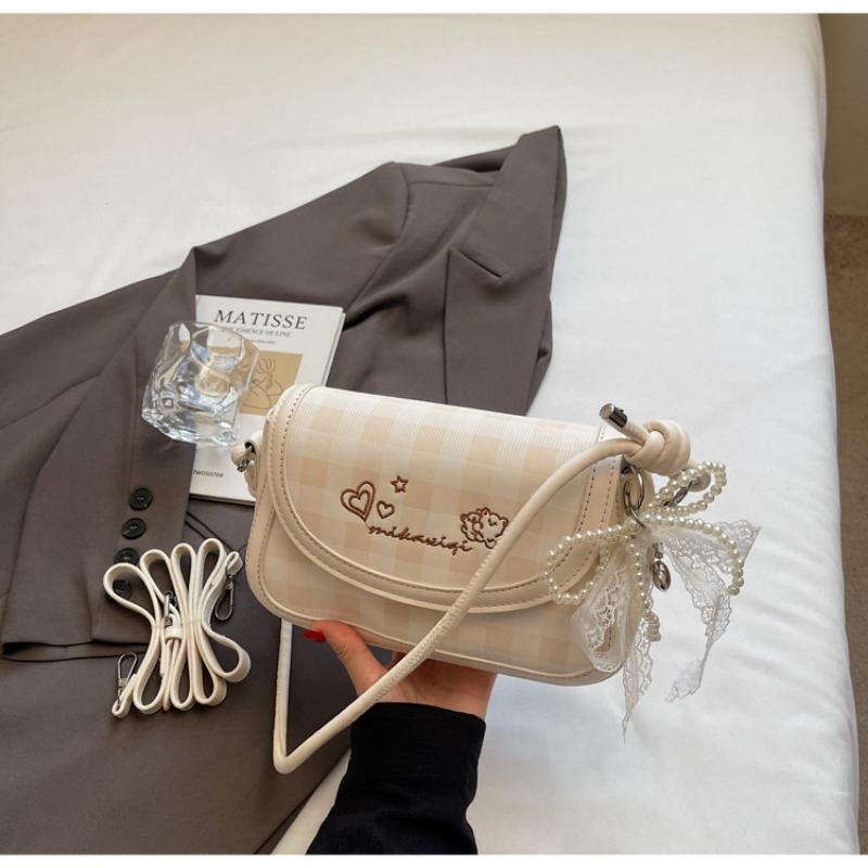 Uma Bolsa de Ombro Pequena Xadrez Elegante, Uma Bolsa Transversal Versátil Elegante para o Dia a Dia