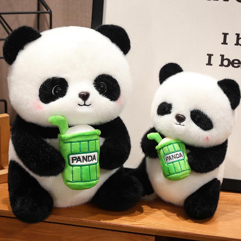Adorable Plush Panda Toy Soft Pp Cotton Milk Tea Cup Panda Doll Gift For Kids