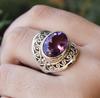 Natural Amethyst Ring, 925 Sterling Silver Jewelry, Gift for Mother, Vintage Inspire Jewelry