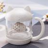Cute Cat Glass with Lid Office Couple Flower Tea Filter Water Cup Creative Mug Cartoon Simple Design and Creative Concept