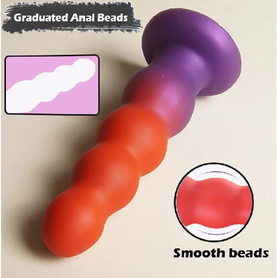 Liquid Silicone Butt Plug,Anal Beads Trainer Dildo,Anus Dilator Adult Sex Toys with Strong Suction Cup,G-spot Prostate Massager