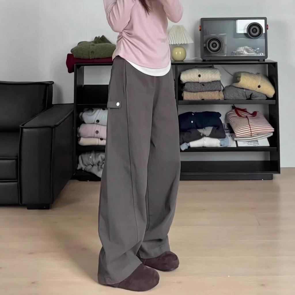 2026 Women's Gray High-Density Twill Cargo Pants: Slimming Spring/Summer Narrow-Leg Design