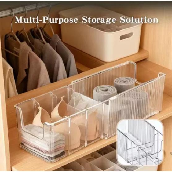 Expandable Underwear Socks Storage Box Adjustable Drawer Ties Organizer 24.5-43cm Transparent Infusion Box With Compartments