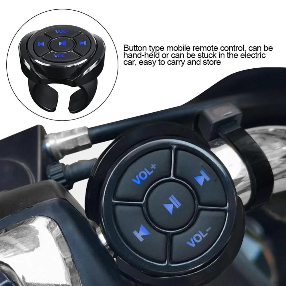 Wireless Bluetooth Media Remote Controller Car Motorcycle Bike Steering Wheel MP3 Music Play For IOS Android Phone Tablet