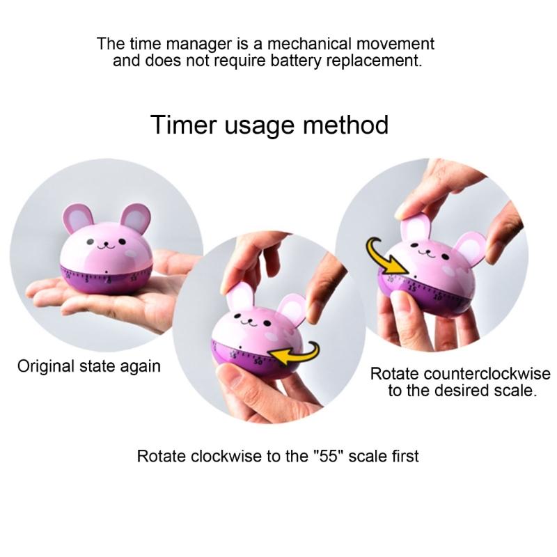 Tierform-Erinnerer Lautklingender Mechanischer Timer Neujahrsgeschenk Kind Küche Niedlicher Party-Timer zum Kochen Lesen Sport