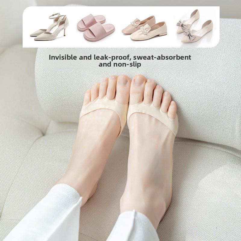 Female Spring and Summer Front Palm Pad Cotton Bottom Sweat Absorption Non Slip Half Palm Invisible Five Finger Socks