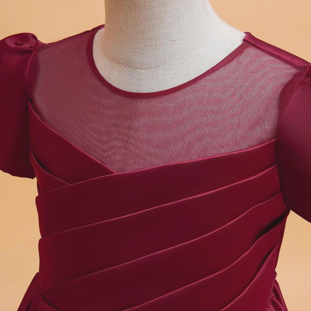 2025 Girl's Satin Princess Dress - Birthday Party & Piano Performance Outfit