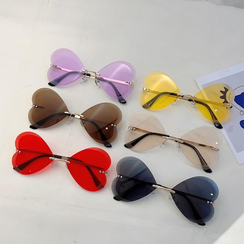 Rimless Butterfly Shaped Sunglasses Women  New Fashion Vintage Outdoor Shades Trendy Brand Design Casual Sun Glasses