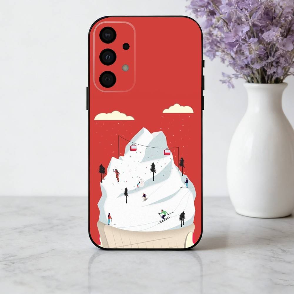 S-Schneeberg S-Skifahren Ski Handyhülle Für Samsung Galaxy A73,A72,A71,A70,A53,A52,A51,Andere Weiche Schwarze Hülle