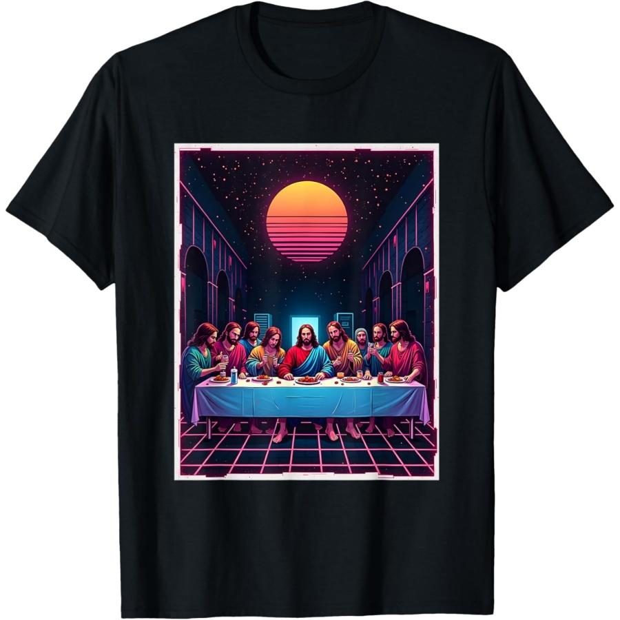 The Last Supper Vaporwave Jesus and disciples T-Shirt S