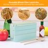 3 Layer Bento Lunch Box Wheat Straw Food Storage Box Adults Kid High Capacity Food Containers Portable Leakproof Office Camping