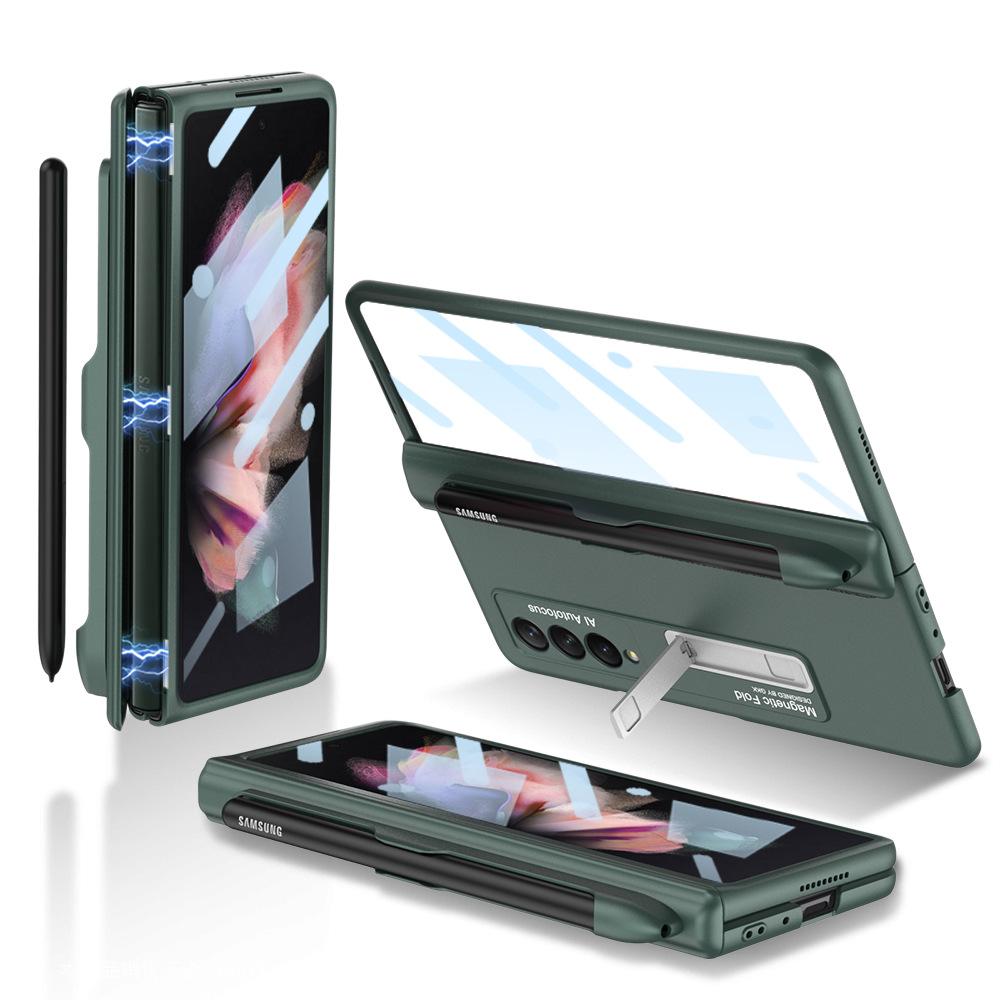 Suitable for Samsung Fold3 Mobile Phone Case Folding Screen Full inclusive Anti Fall W22 Creative Hinge Magnetic Pen Slot Central Shaft Protection