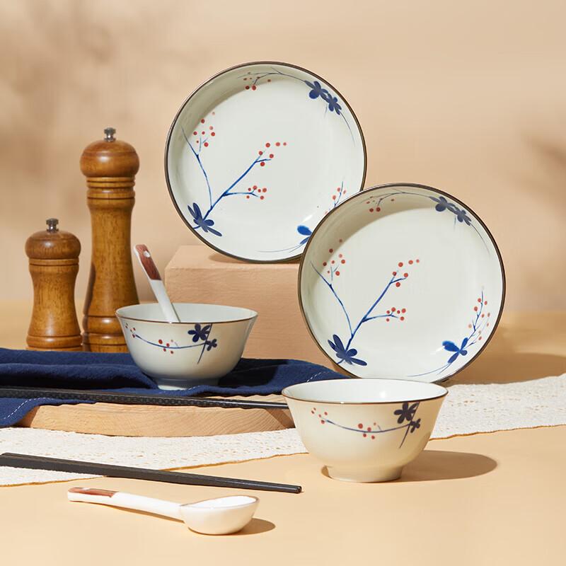 JINGREPUBLIC Flower Whisper 8-Piece Ceramic Dinnerware Set