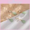 Vintage Pearl Copper Earrings For Women Retro Style Women's Ear Drops With Tianshan Jade Lotus Flower Design