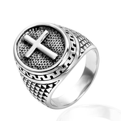 HIPHOP Jewelry Titanium Steel Color-preserving Vacuum Gold-plated Cross Men's Ring