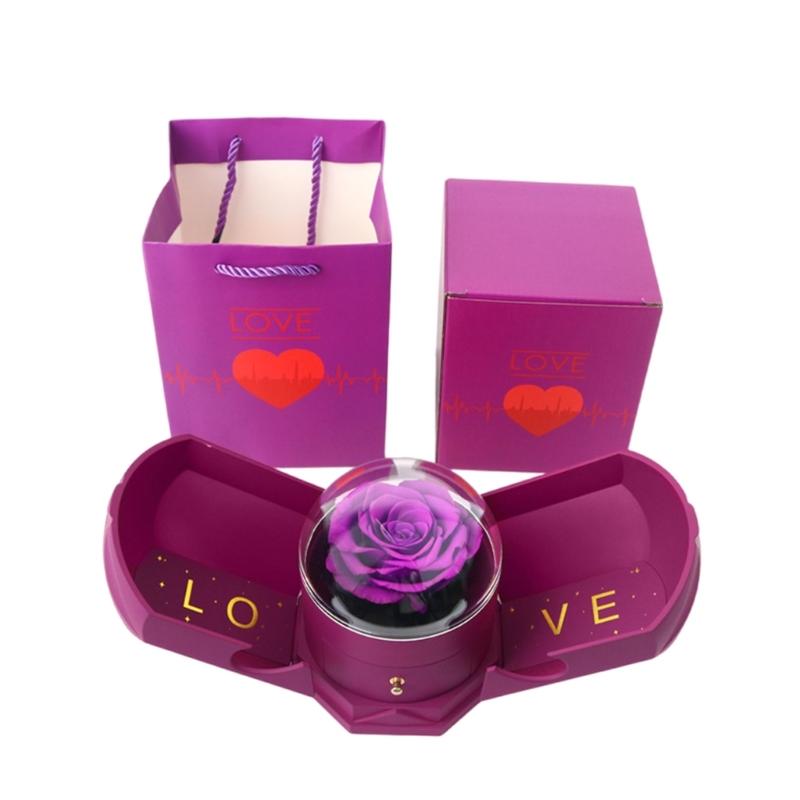 Forever Flower Jewelry Box Creative Flower Jewelry Box Necklace Storage Container for Wife's Special Occasion