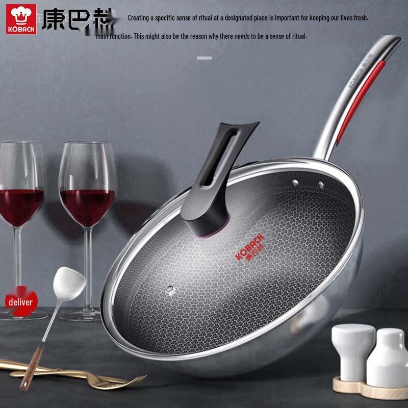 KOBACH 32cm Non-stick 316L Stainless Steel Wok